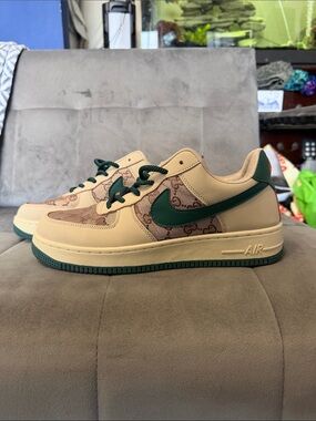 Nike Gucci Beige and Green Designer Sneakers